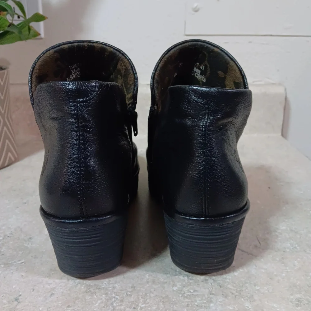 Fly London Black Leather Wedge Booties - Picture 3 of 9